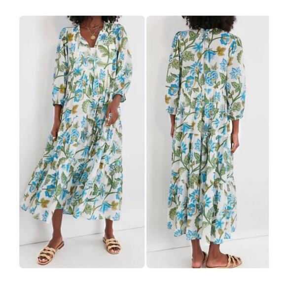 Tuckernuck Dresses & Skirts - TUCKERNUCK Sea Glass Chintz Long Sleeve Salty Paloma Caftan Dress in a size XS